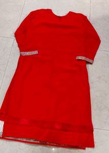 Unused Red Embroidered Kurta