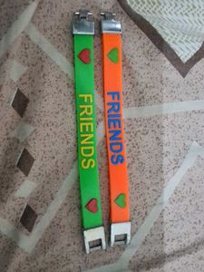 Orange And Green Color Friendship Bands (Set Of 2)