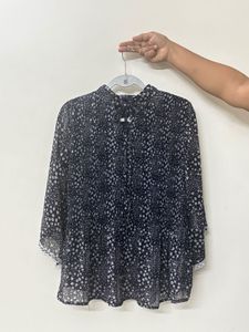 Vero Moda Pleated Top - Navy & White Floral