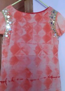 Orange Tie-Dye Dress with Mirror Detail