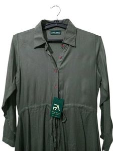 Olive Green Hi-Lo Shirt Dress