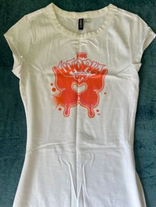 H&amp;M White Graphic T-Shirt Dress