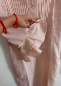 Peach Tunic with Ruffle Sleeves