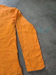 Gents Mandarin Collar Shirt - Mustard