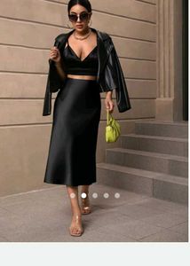 Combo Of Satin Skirt And Oversized Tshirt