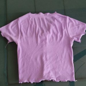 Lilac Ribbed Button-Up Top