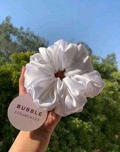 5 Psc Pure White Scrunchies