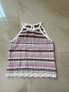Striped Crochet Halter Top