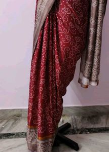 Elegant Maroon Bandhani Saree