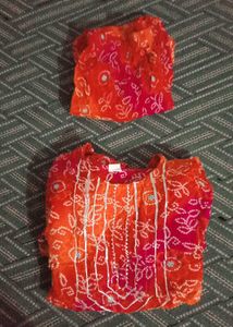 Printed Orange Kurta with pent