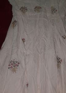 Branded Coat Model White Embriodry Dress