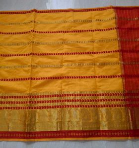New Yellow Banarasi Saree with Red Border💫