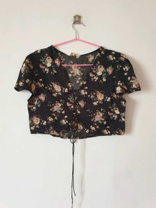 Vintage Lace Up Front Blouse /top