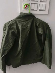 Striped Dress with Olive Jacket