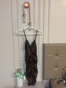 Brown Satin Bodycon Dress