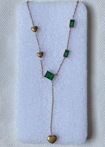 Gold plated Emerald & Heart Necklace