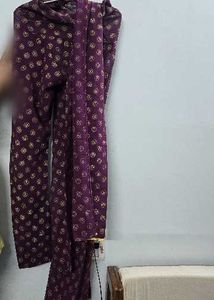 Stylish Purple Printed Salwar pant with dupatta