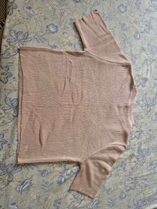 Beige Ribbed Knit Top