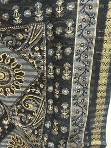 Black &amp; Golden Supernet  Saree