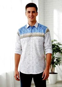 Men's Patterned Button-Down Shirt