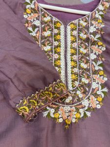 Lavender embroidered kurta