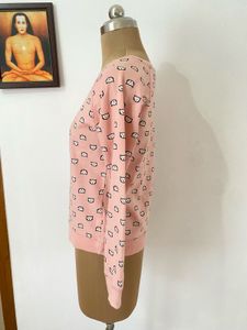 PEOPLE Pink Cat Printed Sweatshirt