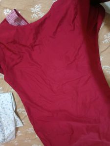 Elegant maroon cotton kurti with intricate floral