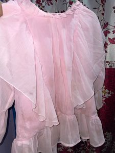 Pink Ruffle Chiffon Top