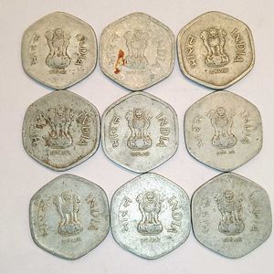 Set of 9 Yearwise Vintage 20 Paise Coins