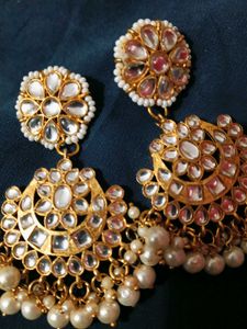 Kundan &amp; Pearl Statement Earrings