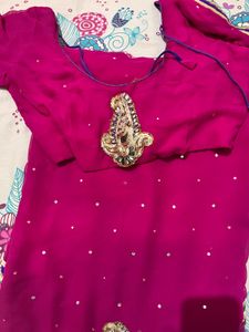 Magenta Sari Blouse - Embellished