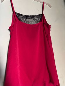 Red Lace Trim Cami Top