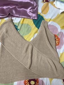 Beige Knit Tank Top