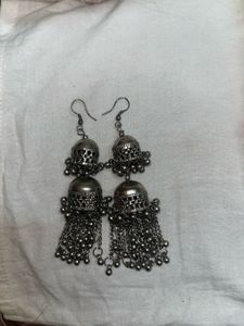 Charcoal Rounded 2 Layered Earrings