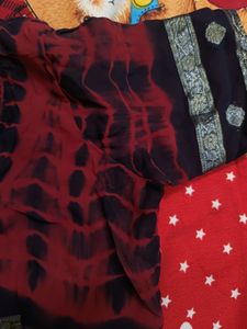 Maroon Colour heavy Chiffon Saree