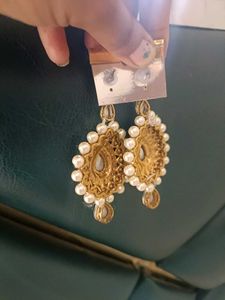 Partywear Golden Heavy Look Earings