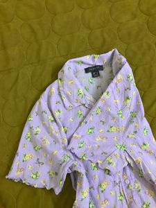 Primark Lavender Stretchy Collared Top Bust 36