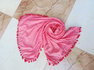 Pink Polka Dot Cotton Dupatta