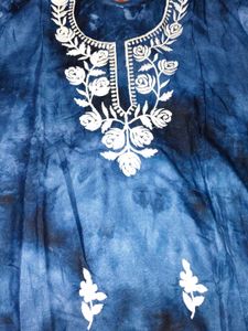 Blue Embroidered Kurti Set