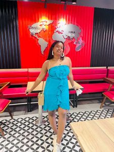 Blue Ruffled Mini Dress