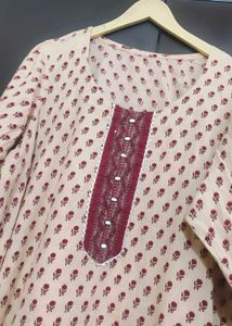 Nude Color Kurti Maroon Floral For 48 Bust