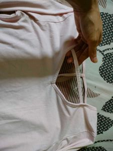 Powder Pink Full Sleeve Top With Neck Detailing