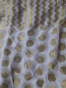 Golden Off White Pure Khaddi Georgette Saree