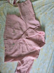 Pink Cropped Blazer Coord Set