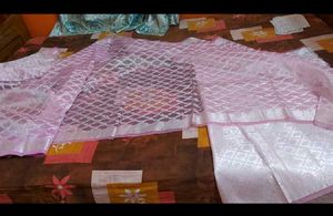 Pink And Silver Patterned Saree