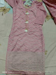 Pink Embroidered Kurta