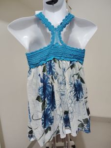 Size S- Floral Crochet Tank Top