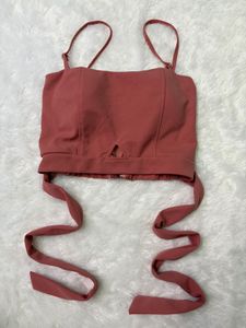 Chic Pink Tie-Up Crop Top🎀