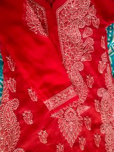 Red Embroidered Kurti