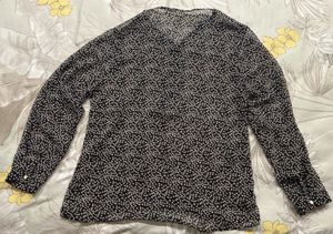 Polka Dot Print Long Sleeve Blouse